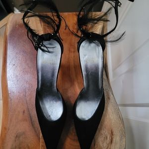 Stuart Weitzman Black Stiletto Heels with Ankle Straps